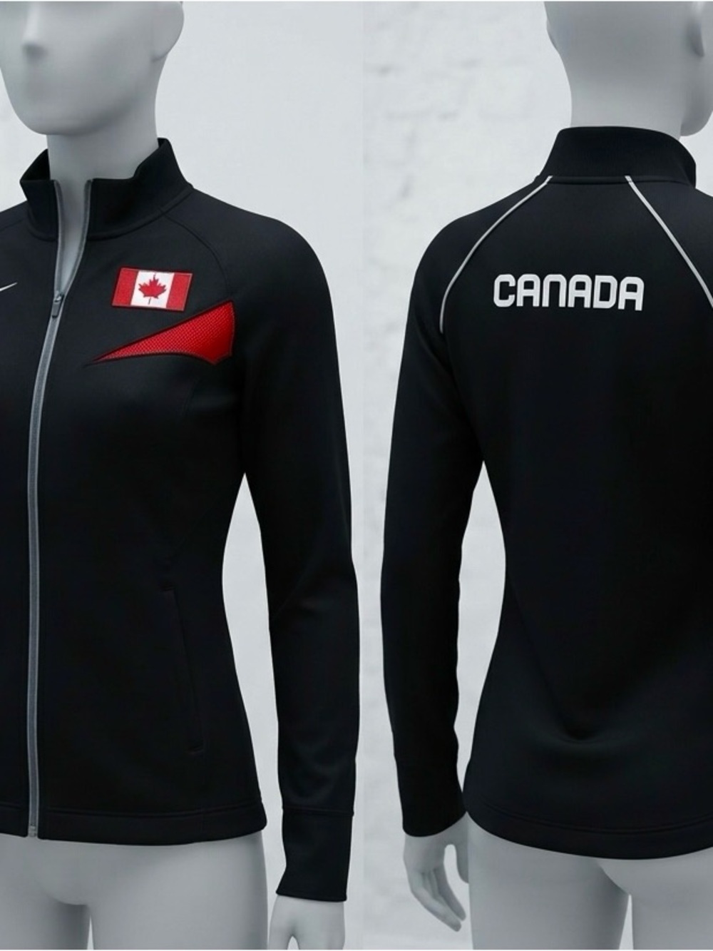 Nike Pro Elite Team Canada Full Zip Track Jacket Black Red XL Like New